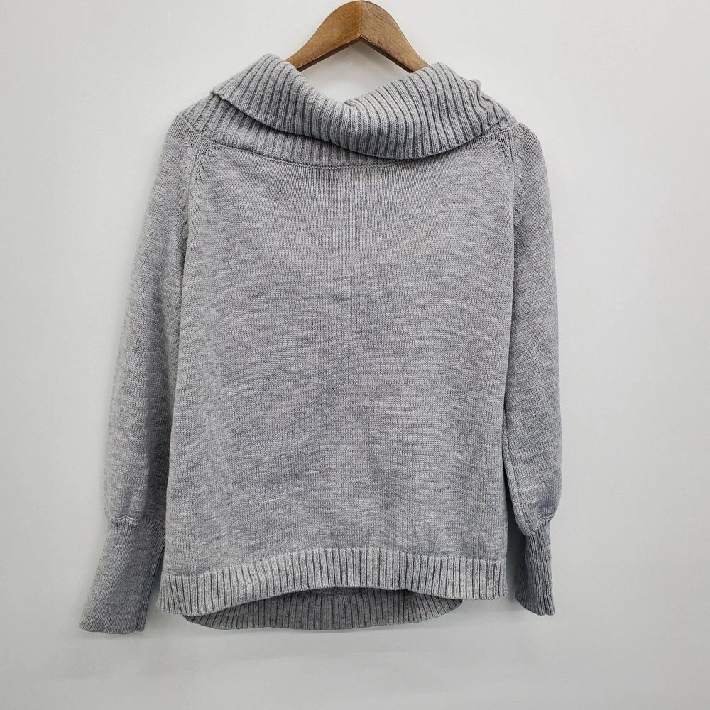 Womens 1X Gray Knit‎ Bobble Sweater Pullover Off Shoulder Slouchy Collar Winter